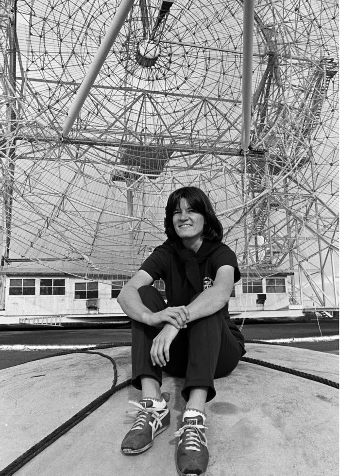 Sally Ride, graduate student in physics, relaxes during a run at the Dish.